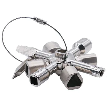 

10 In 1 Multifunction Cross Switch Key Wrench Alloy Universal Square Triangle Elevator Electrical Cupboard Box Train Cabinet