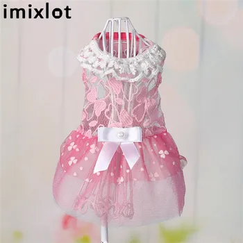 

Imixlot Pet Summer Lace Tulle Dress Dog Wedding Birthday Party Dress Fashion Puppy Clothing Lace Bow Pet Spring Clothing