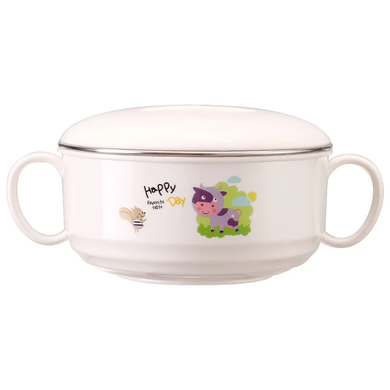

Stainless Steel Children's Bowl Children's Tableware Baby Insulation Bowl Complementary Food Bowl Shatter-resistant Belt Handle