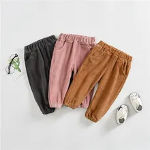Новые стильные весенние вельветовые брюки для малышей штаны ярких цветов для маленьких детей 1-4 лет повседневные штаны для мальчиков и девочек