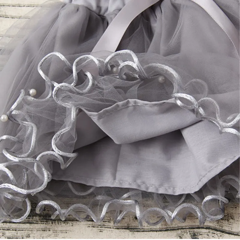 Girls pettiskirt baby tutu skirts toddler infant short cake skirt Pearl children princess Wavy gray tulle puffy skirts