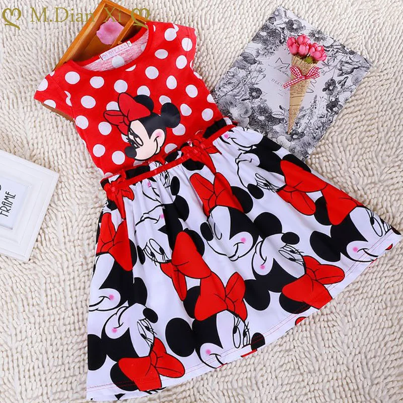 Girls Dress Print Birthday-Party Newborn Infant Cartoon Minnie Cute