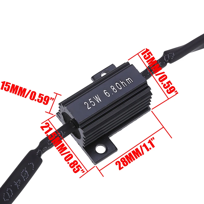 2PC Moto Resistance Power Resistor Load Decoding Resistor For LED Mini Turn Signal Flash No Flashing Repairing 25W 6.8Ohm