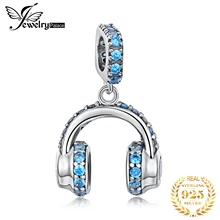 JewelryPalace музыка любовь Голубой цирконий наушников бисера Шарм Fit Браслеты модные женские туфли DIY шарики для Браслеты