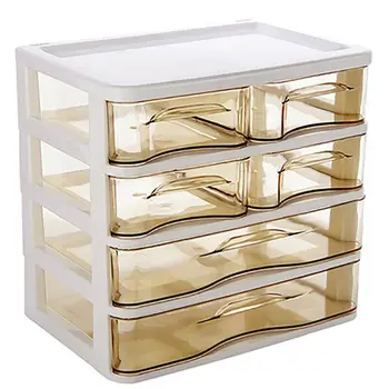

4-Layers Makeup Organizer Drawers Plastic Cosmetic Box Jewelry Container Make Up Storage