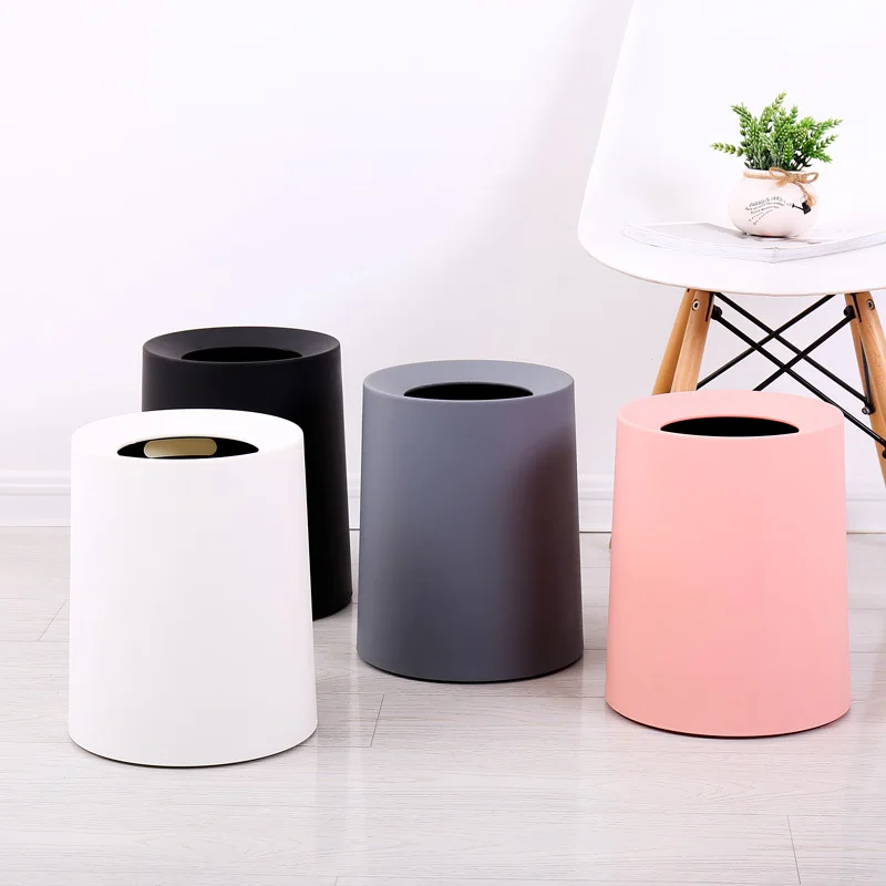 

Nordic Plastic Matte Trash Bin 12L Double-layer Without Lid Garbage Cans Waste Storage Bucket Home Bathroom Kitchen Organizer