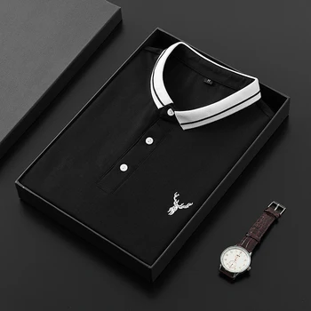 

2020 new Polo Shirt men fashion casual Slim short sleeve polos Breathable Solid Color Business polos size M -4XL