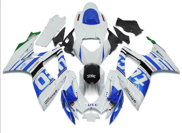 ABS Полный обтекатели комплект подходит для SUZUKI GSX-R600 GSX-R750 06 07 R600 R750 K6 GSXR 600 750 2006 2007 кузова Комплект Синий Белый Tyco