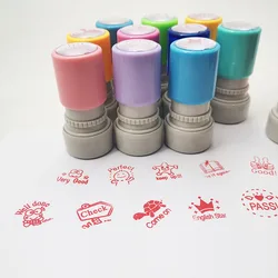 Teacher Stamps English Remark Photosensitive Ink Stamp DIY Kindergarden Teacher Read Over Test Praise Cute Seals free shipping