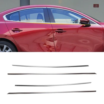 

Car Styling Exterior Steel Chrome Door Lower Window Mouldings Frame Cover Trim 4pcs For Mazda3 BP Sedan 2020