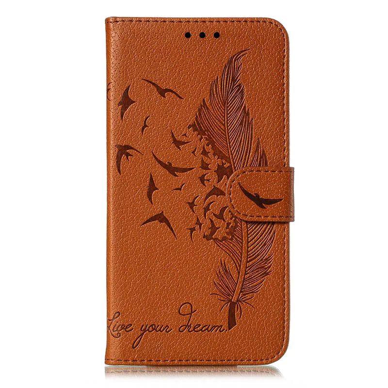 3D Feather Flip Cover For Samsung Galaxy A10 Case For Samsung A9 A8s A10 A20 A30 A40 A50 A60 A70 A7 M10 Note 9 Coque - Цвет: Brown