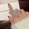 Nouveau design mode bijoux ouverture haute qualité cuivre incrusté zircon papillon anneau de luxe brillant cocktail fête anneau pour les femmes ► Photo 1/6