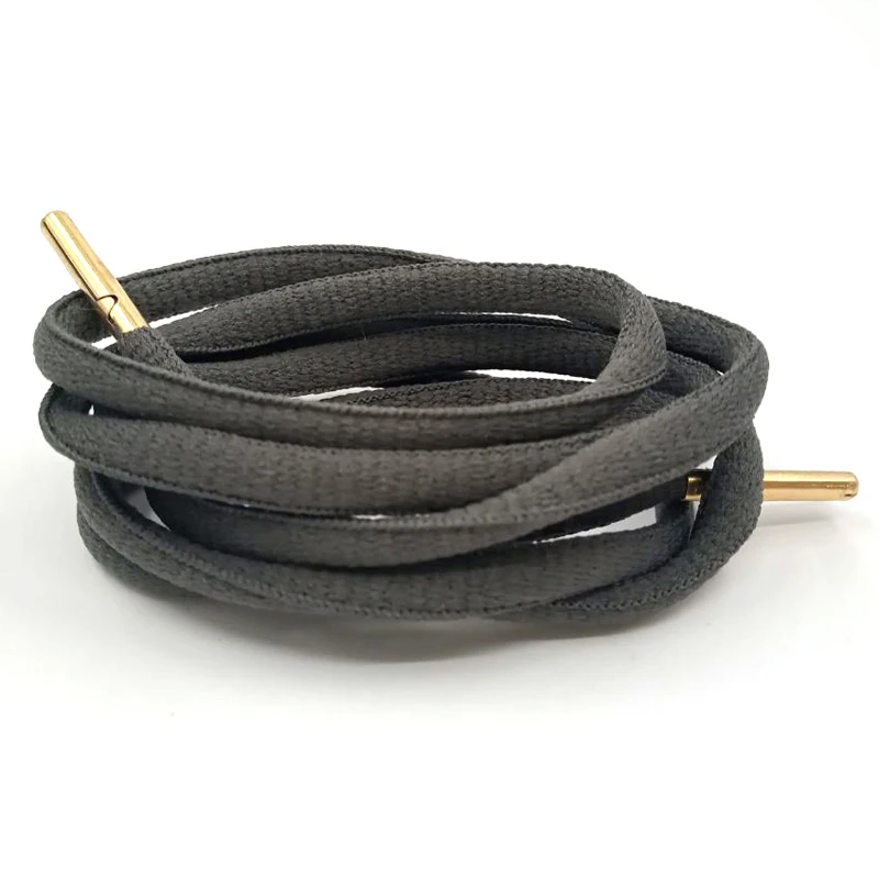 03 dark gray Gold Аксессуары для обуви, шнурки для обуви, белые, круглые, мужские, плоские, замочки, Круглые, Сникеры, кружева, офсетные, кордон, 4 цвета, металлическая головка - Цвет: 03 dark gray Gold