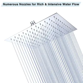 

12 Inch Square Bathroom Stainless Steel Rain Shower Head Rainfall Bath Shower Chrome Top Sprayer High Pressure Rainfall Shower #