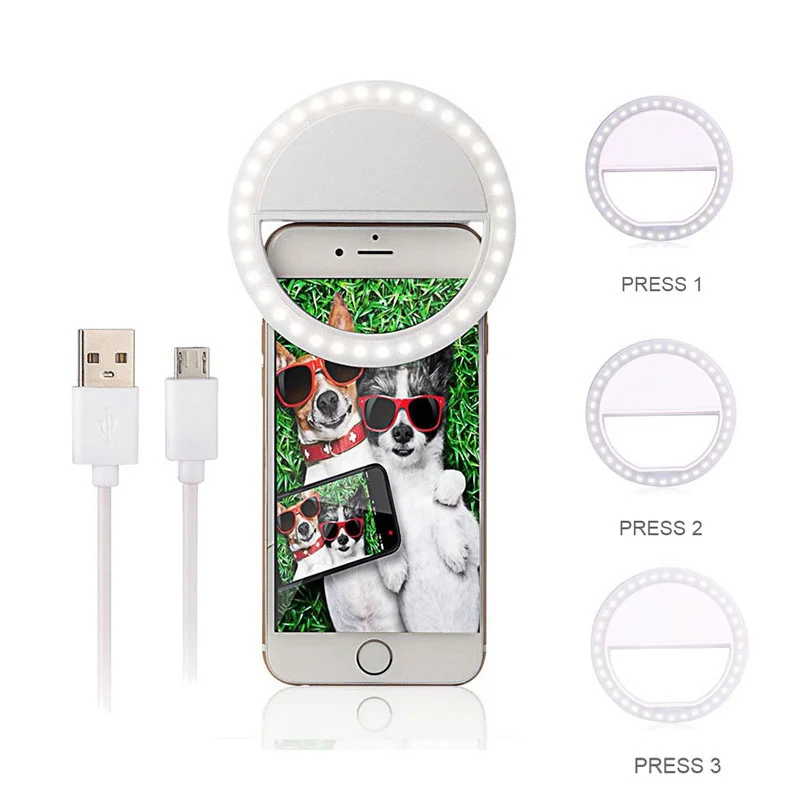 Кольцевой светодиодный светильник для телефона с Usb-зарядкой лампа селфи