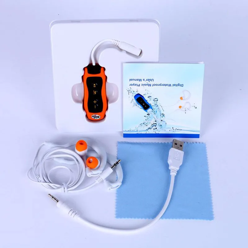 Водонепроницаемый IPX8 Mp3 плеер 4 Гб Adroit Спортивный клип MP3 с FM Плавание Дайвинг наушники