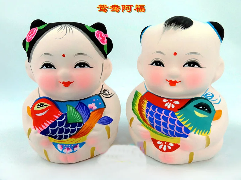 1 пара глиняных фигурок свадебный подарок Fu Art Craft Da A изысканный красивый