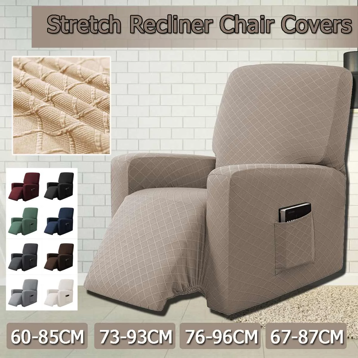 Stretch Elastic Recliner Sofa Cover Non Slip Removable And Washable Electric Armchair Cover Recliner Chair Slipcover