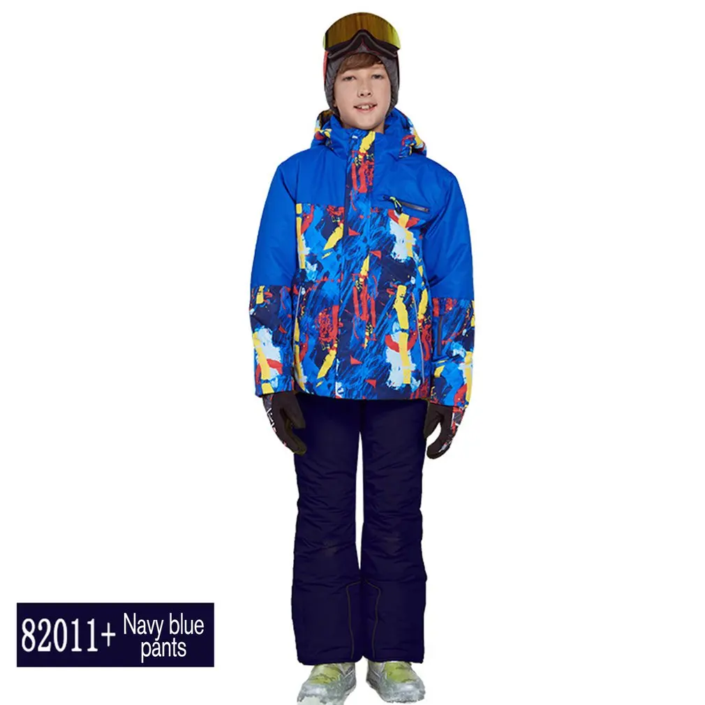 Phibee/лыжный костюм для мальчиков и девочек, комплект из водонепроницаемых штанов и куртки, зимняя спортивная утепленная одежда, детские лыжные костюмы