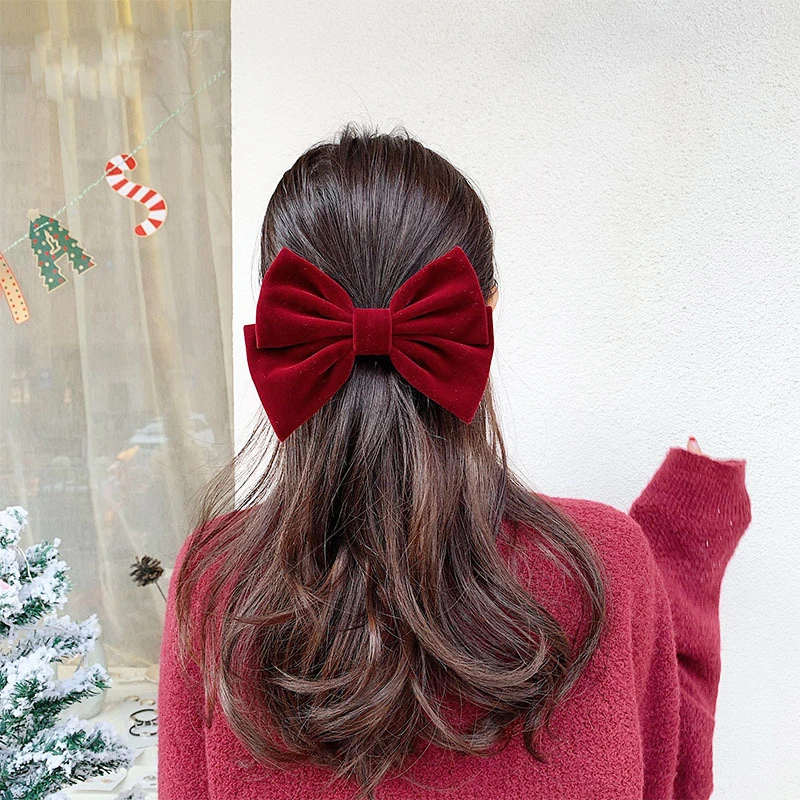 15cm Large Bow Velvet Hairpin Romantic Bow Hairpin Women Girl Child Princess Bow Tie Hairpin Hair Ring Hair Accessories head scarves for women Hair Accessories