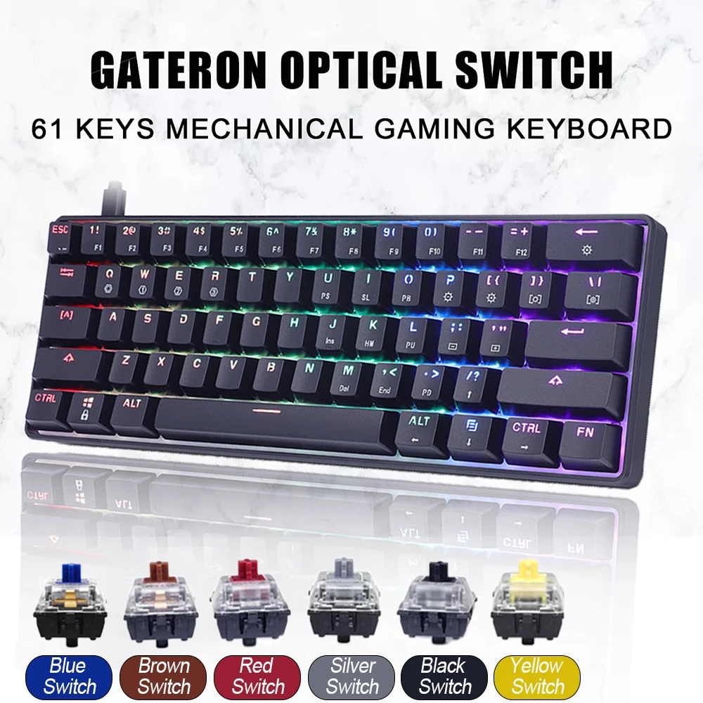 Механическая клавиатура Geek GK61 61 клавиша RGB Gateron оптический переключатель