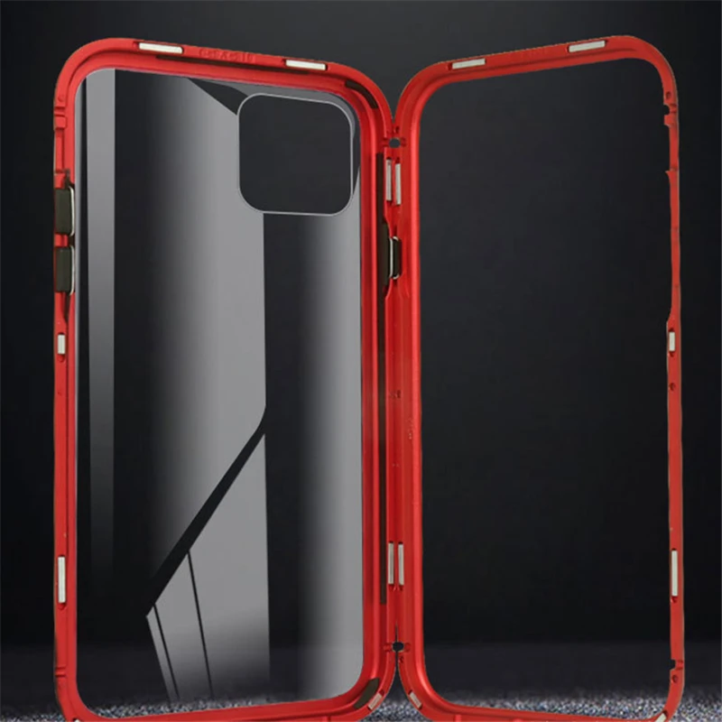 360 металлический магнитный чехол для телефона для iPhone 11 Pro Max, двусторонний чехол из закаленного стекла, Прямая поставка