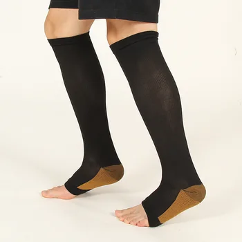 

Men Football Sports Socks Leg Relief Pain Thigh-High Compression Stockings Pressure Varicose Vein Stockings Open Toe Long Socks