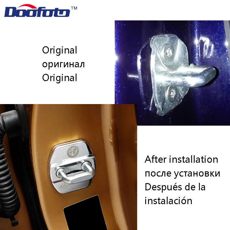Doofoto 4x крышка дверного замка автомобиля для Alfa Romeo Nissan эмблемы аксессуары Стайлинг Логотип Дверной замок Защитная крышка нержавеющая сталь