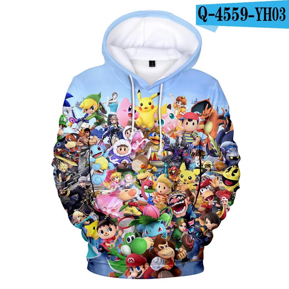COLOR 11 От 3 до 20 лет; Новинка года; толстовка с капюшоном для мальчиков; Super Smash Bros. Худи с объемным рисунком; детские толстовки с капюшоном; Повседневная рубашка для девочек; детское флисовое пальто; джемперы - Цвет: COLOR 11
