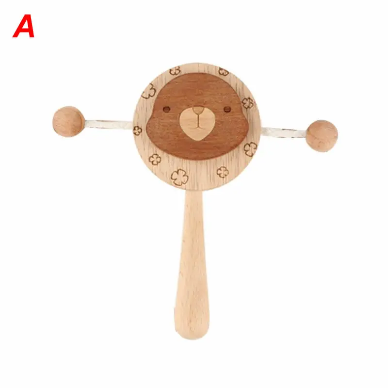 A Baby Drum-Shaped Rattle Bed Bell Cute Baby Newborn Rattle Creative Practical Cartoon Wooden Bite Chew Toy Infant Comfort Toys - Цвет: A