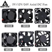Ventilateur de refroidissement 5V 12V 24V 2 broches pour imprimante 3D, 2 pièces, 2510 3010 4010 4020 5010 6010, radiateur Axial DC sans balais