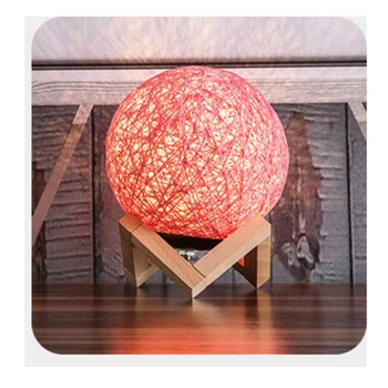 

3D LED Night Light Rattan Moon Moonlight Romance Table Moon Lamp With Stand Desk Colorful Lamp Party Home Decoration Accessories