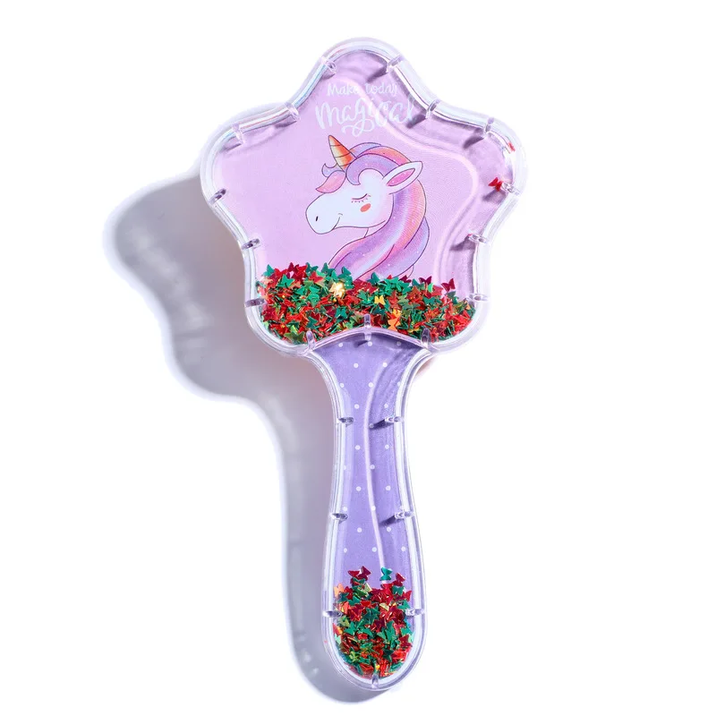 

Pattern Unicorn Mermaid Cat Star Sequins Comb Massage Children Comb Cute Girl Comb Carry Long Hair Mm Anti-knot Comb Hair Brush