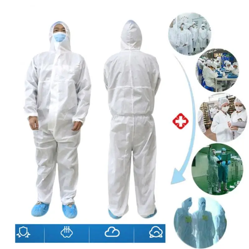 

1pcs Disposable Protective Coverall Suit One Time Bootie and Hood Coverall Isolation Suits Dustproof Breathable SMS Non-wovenp