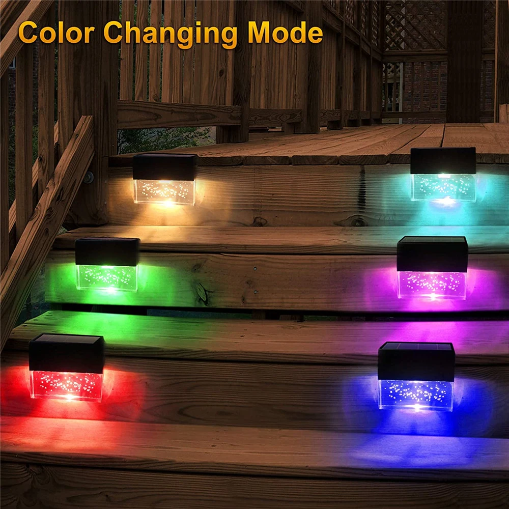 LED Solar Deck Light Waterproof Fence Light Color Changing Stair Lights Garden Wall Lights Street Lamp Patio Yard Step Light