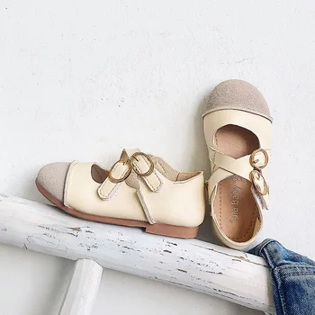 

2019 Autumn Kid's Shoes Girl's Shoes Casuals Buckle Strap Solid Shallow Round Toe Sweet Flat Heels Non-slip 2019193