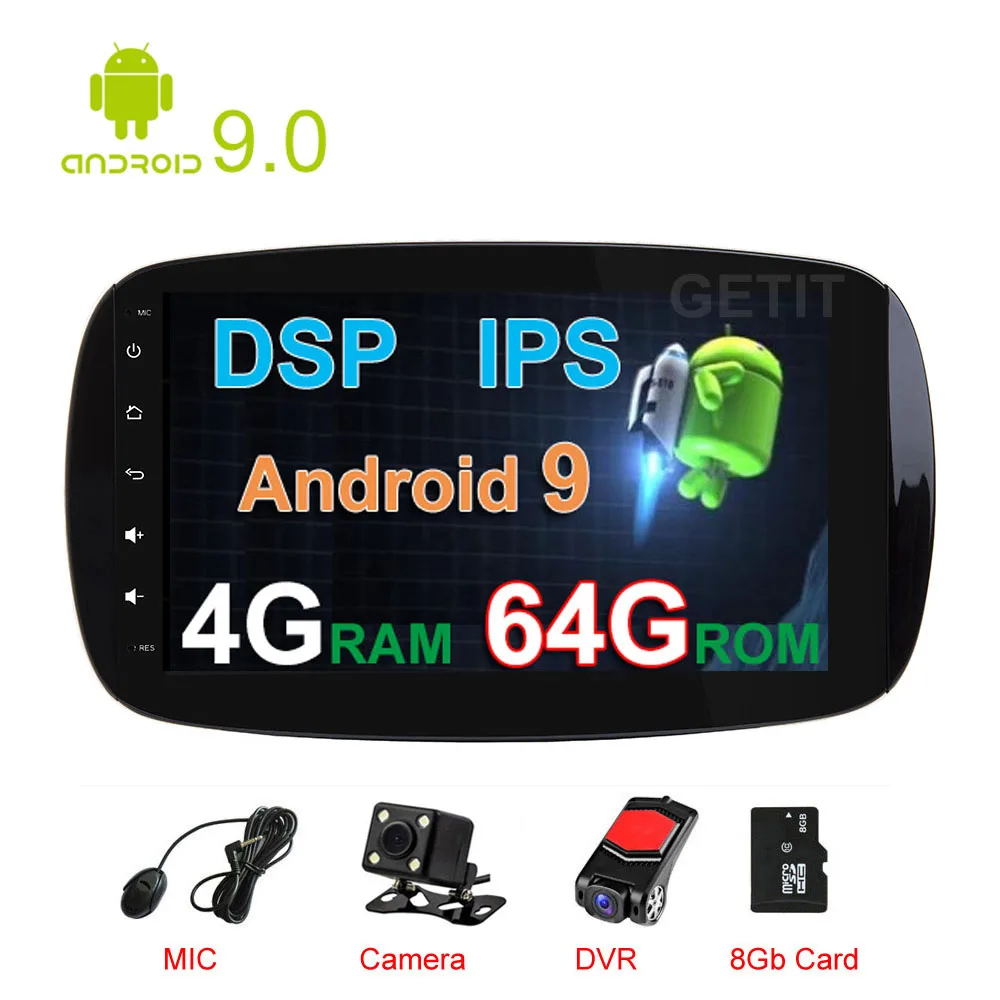 

DSP IPS 64G Car DVD Stereo Multimedia Radio Android 9 for Benz Smart Fortwo 2016 2017 2018 with Radio wifi BT