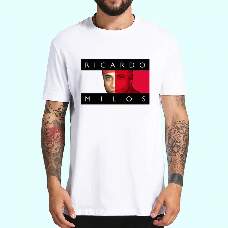Ricardo Milos, Мужская футболка, летняя, короткий рукав, Vaporwave, жевательный принт, забавная, Harajuku, футболка, Топы, Мужская футболка, уличная одежда