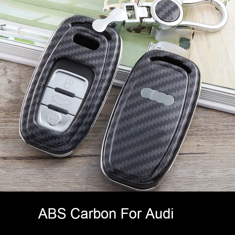 Углеродное волокно ABS ключ дистанционного управления Чехол Обложка держатель протектор Подходит для Audi A4 A5 A6 A7 Q5 Q2 аксессуары автостайлинг
