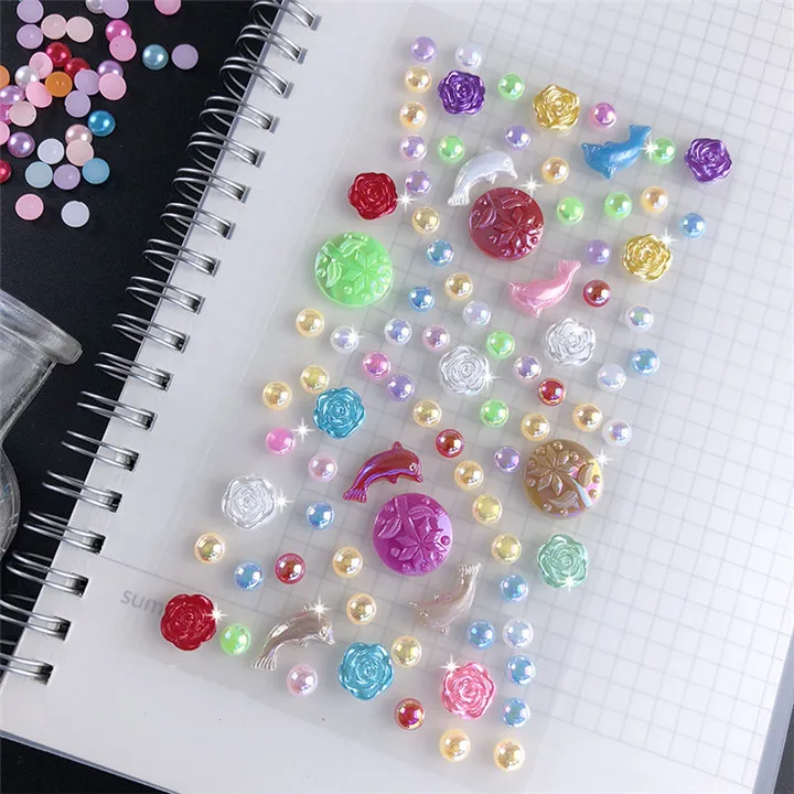 1   Colorful Rhinestones Sticker For Women Mobile Phone Nails Diy Jewelry Sticker Acrylic Crystal Gemstone Stereo Diamond Sticker