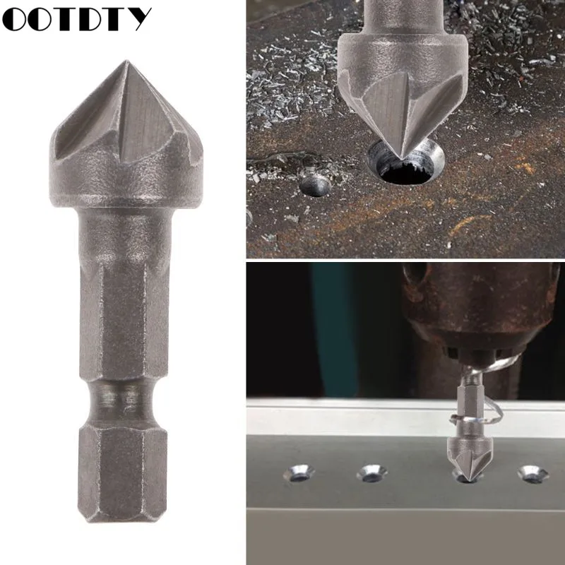 

6 Flute Countersink Drill Bit 90 Degree Point Angle Chamfer Cutting Woodworking Tool