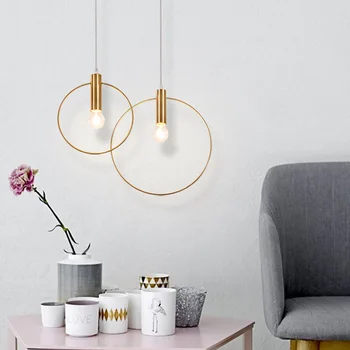 

Retro Pendant lights Dinning/Bed Room Metal Vintage Pendant Lighting LED bulbs Hanging Light Gold Lampshade Loft Pendant WJ11