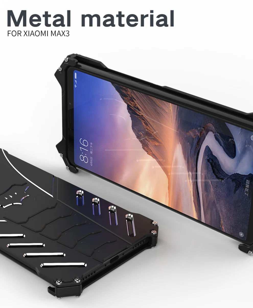 Чехол для Xiaomi Mi Max 3 Алюминиевый металлический бампер с Бэтменом 2 / чехол Play задняя