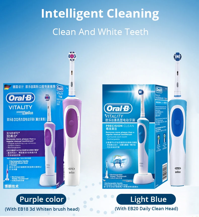 Электрическая зубная щетка Oral B D12 Vitality с аккумулятором ультразвуковая