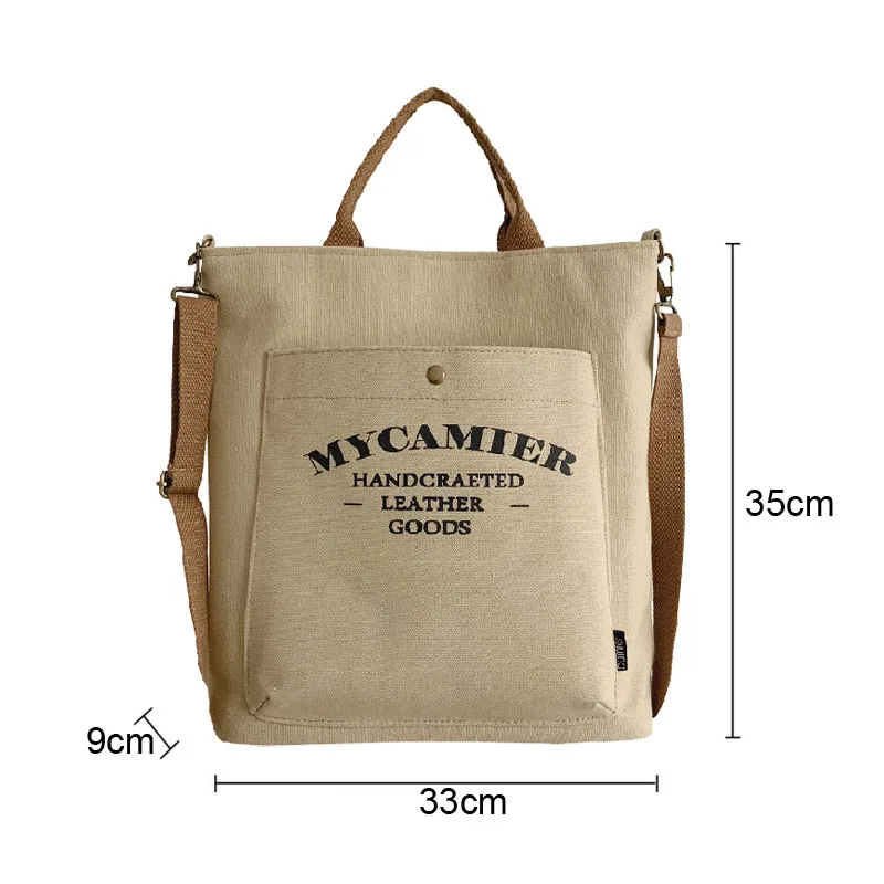 Canvas Bag Hylhexyr Women's Shopping Bag Ins Large Capacity Zipper Canvas Shoulder Bags Female Purse Simple Letter Student Tote