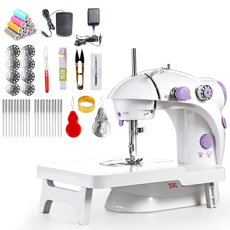 

Multifunction Mini Sewing Machine Dual Speed Double Thread Stitching Electric Pedal Sewing EU Plug Small Gadget Mending Machine
