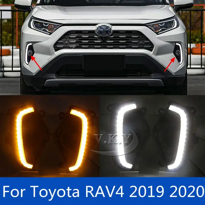 1 пара Светодиодный дневной светильник LED DRL для Toyota RAV4 2019 2020 Водонепроницаемый 12V