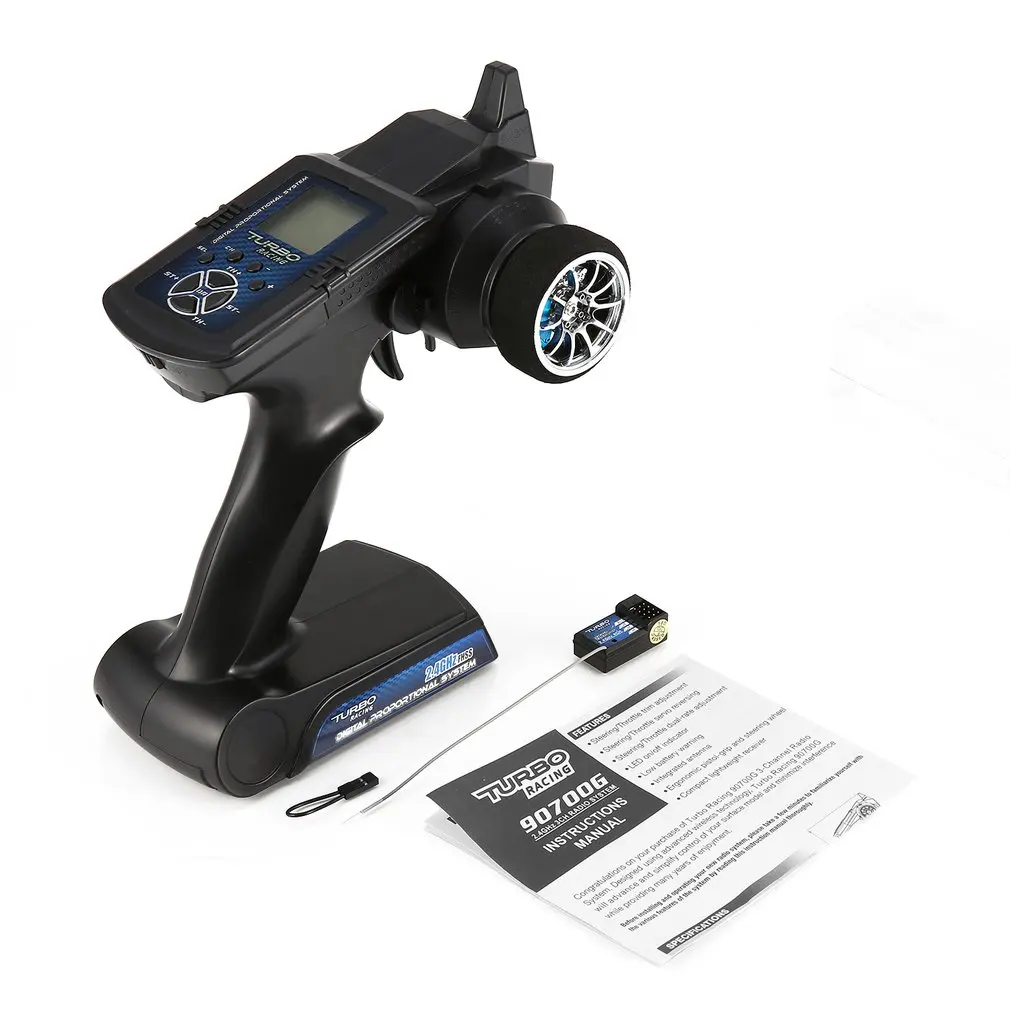 

90700G 2.4GHz 2CH Radio Remote Control Transmitter with Receiver LCD Display for RC Car Off-road Vehicle Boat RC Truck Control