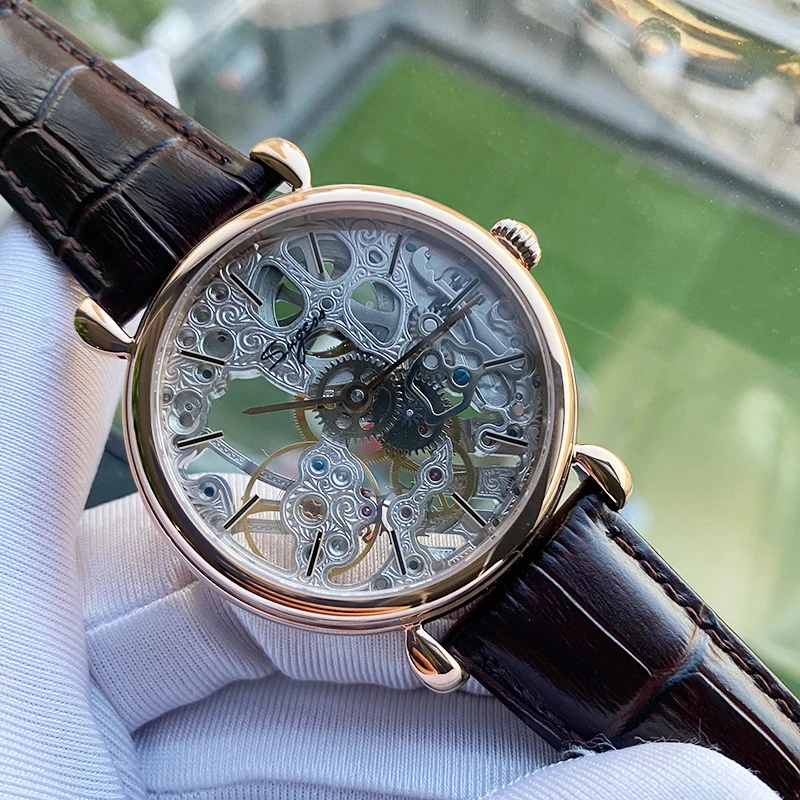 Мужские модные мужские наручные часы с ручным заводом Механическая сапфир