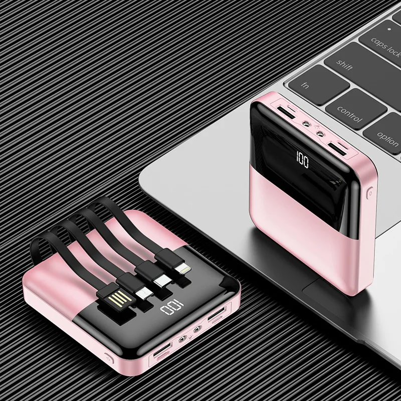 20000 мАч Внешний аккумулятор мини внешний повербанк с четырьмя USB TYPE C фонарь